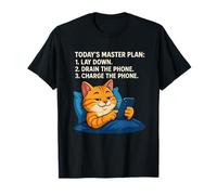 Plan Maestro de Hoy Establecer Drenaje Carga Teléfono Gato Meme Camiseta
