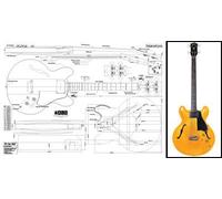 Plan of Gibson EB-2 335-Style Hollowbody Bass - Impresión a escala completa