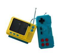 Plan vintage tradicional estructura de juego con controlador para entretenimiento de doble jugador y cubierta en casa, gran concepto de regalo, recarga USB