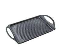 Plancha aluminio fundido rayada piedra - medida de 29X22cm - Adecuada para vitrocerámica, gas, eléctrica, inducción - Cocina sin pegarse incluso sin aceite