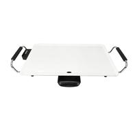 Plancha antiadherente de asar de cerámica Jocca en acabado blanco piedra con 2000W de potencia, asas de tacto frío, bandeja recoge gotas y termostato extraíble para limpiar y guardar fácilmente