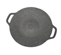 Plancha Coreana, Parrilla Coreana, Forma Curvada Negra, Textura Acanalada, Manijas Dobles para Acampar (30 centimetros)