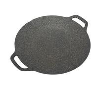 Plancha Coreana, Parrilla Coreana, Forma Curvada Negra, Textura Acanalada, Manijas Dobles para Acampar (38cm)