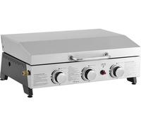 Plancha de asar a gas con 3 quemadores y tapa metálica "fasto" - 7,5 kw - gris