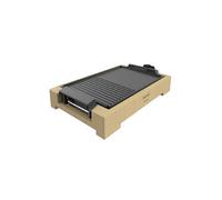Cecotec Plancha de asar Eléctrica Tasty/Grill 2000, Acabados en acero inoxidable, Termostato regulable, Revestimiento RockStone, Apta para lavavajillas, Bambu, Bamboo Black, Potencia 2000 W