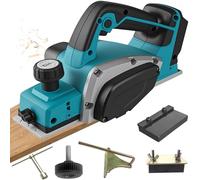 Plancha de batería, compatible con batería Makita 18V, cepilladora de una sola mano con 16500 rpm, profundidad de cepillado ajustable de 0-2 mm 82 mm para carpintería, cepilladora eléctrica manual