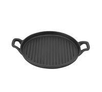 Plancha de hierro fundido, reversible, doble mango, redonda, acanalada, sartén de hierro fundido para estufa eléctrica de gas, fogata, cocina, resistente, duradera, superficie (28 cm/11,0 pulgadas)