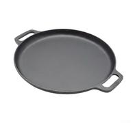Plancha de hierro fundido, sartén de fondo plano con borde para panqueques y carne asada, adecuada para cocina de inducción y llama abierta (30 cm)
