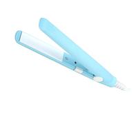 Plancha de pelo, 4 colores Mini plancha de pelo eléctrica 2 en 1 plancha de turmalina de cerámica Rizador de calentamiento de plancha plana de belleza con temperatura de 190 ℃ (Azul)