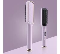 Plancha de pelo, Aeyytoe Cepillo alisador de cabello, Pantalla LCD de calentamiento rápido de 2 minutos, Ajuste de temperatura 80-230°C Cepillo Alisador Pelo, Planchas para el pelo (Purple)