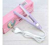Plancha de pelo de venta loca, mini placa de curación ligera de 2,8 x 0,7 pulgadas, para cabello liso y rizado (morado, enchufe europeo)