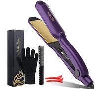 Plancha de pelo DSHOW Tourmaline Ceramic Fast Heating Easy Use Wide Straightening Iron for All Hair Types Birthday for Lady women Mom Wife Her (Morado)