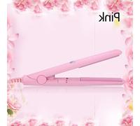 Plancha de pelo Mini Lightweight de 2,8 x 0,7 pulgadas, placa de curación para cabello liso y rizado (rosa, enchufe europeo)