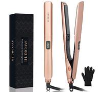 Plancha de Pelo Profesional Cerámica Planchas del Pelo con Pantalla LCD 2 en 1 Hair Straightener y Rizador Adecuado para el Cabello Largo 14 Ajustes de Temperatura (Rosa)