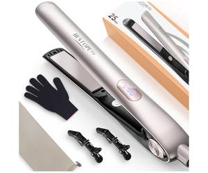 Plancha de Pelo Profesional Keratina, Planchas del Pelo Anti Frizz, Champán | Doble Voltaje Plancha Pelo Viaje, Ion Plancha de Cabello con Pantalla Digital, 15S Calentamiento Rápido, 120°C-230°C