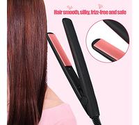 Plancha de pelo profesional, mini plancha de pelo eléctrica portátil herramienta para alisar el cabello(Negro)