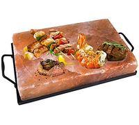 Plancha de sal rosa del Himalaya 30 x 20 cm con soporte para cocinar carne, pescado - Magic Salt® Lighting For Your Soul