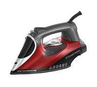 Russell Hobbs Plancha de Ropa One Temp - 2600 W, Suela de Cerámica con Turmalina, Tecnología One Temperature, Golpe Vapor 210g, Antical, Antigoteo, Función Autolimpieza, Rojo y Negro - 25090-56