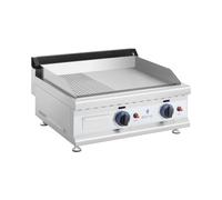 Plancha doble de gas fry top - 60 x 40 cm - Lisa/ondulada - 2 x 3.100 W - Gas natural - 20 mbar | Royal Catering