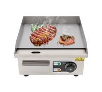 Plancha eléctrica de 2000 W, 14 pulgadas Teppanyaki, parrilla comercial de acero inoxidable para panqueques, tocino, queso horneado, rollos de huevo