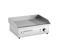 Plancha eléctrica fry-top - 548 x 350 mm - ondulada + lisa - 3.000 W | Royal Catering
