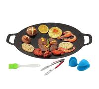 Plancha Para Barbacoa Coreana | Plancha de Hierro Fundido con Revestimiento Antiadherente | Utensilios de Cocina Barbacoa Para Carne Mariscos Verduras | Para Placa De Inducción Y Cocina Eléctrica