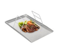 Plancha para barbacoa, plancha de acero inoxidable, placa Teppanyaki con 2 asas, plancha de 4 mm de grosor, placa para barbacoa de gas y barbacoa de carbón (45 x 30 cm)