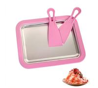 Plancha para Hacer Helados,Fabricante de Rollos de Helado,DIY Instantánea Hielo Cream Maker,Ice Cream Rolls Maker Machine con 2 Espátulas,para Sorbete,Yogurt congelado,Gelato,Rosa,22.5 * 17.5cm