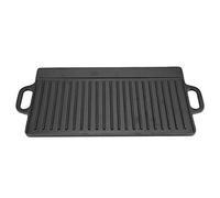 Plancha Plana de Hierro Fundido con Antiadherente, Sartén de Doble cara con Dos Asas para Barbacoa, Parrilla de Gas y de Carbón, Uso en Fuego Abierto y En Horno, 50.5x23.5x1.4cm