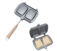 Plancha Sandwichera, Sartenes de Doble Cara para Sándwich Sartén Antiadherente para Tostadas con Asas Extraíbles Sartén Antiadherente de Doble Cara para Cocina Casera (B)
