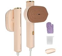 Plancha vapor de mano portátil, plancha vapor de viaje plegable de 1200W con guante de planchar anti-calor y vaso medidor, cepillo vapor horizontal y vertical para casa, oficina y viajes, enchufe EU