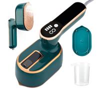 Plancha Vapor Portátil, Mini Plancha Plegable de Viaje, Ferro a Vapor Vertical con Tanque de Agua de 100ml, 1000W 15S Calentamiento Rápido, Pequeña 2 en 1 Plancha de Ropa para Hogar y Viajes (Verde)