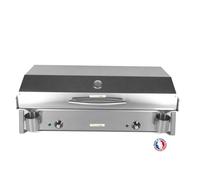 PLANCHAELEC - Plancha eléctrica ANTHEA E870-3600W - Tapa + 2 Utensilios - Inox - Termostato ajustable - 16 personas - Made In France - 87 x 43 x 25 cm