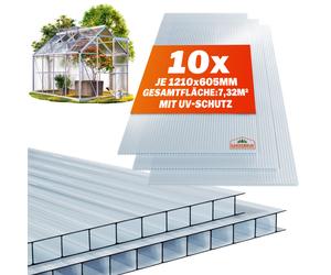 Planchas alveolares multipared juego de 10 Transparente 6mm 7,32m²