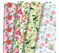 PlandRichW Papel de regalo floral para mujeres y niñas, 12 hojas de papel de regalo reciclado para bodas, cumpleaños, día de la madre, fiesta, baby shower, precortadas de 20 x 29 pulgadas