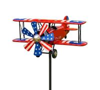 Plane Wind Spinner - Metal Retro Patriotic Standard Size | Biplane Pinwheel 250 Years Commemorative Garden Windmill For 4th of July Independence Day Backyard Patio Decor | Outdoor Decor