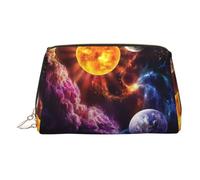 Planet - Bolsa de maquillaje de viaje con compartimentos, bolsa de aseo portátil para mujer, Gold, One Size