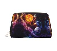 Planet - Bolsa organizadora de cuero para artículos de tocador, bolsa de maquillaje para mujer, Gold, Talla única, Neceser