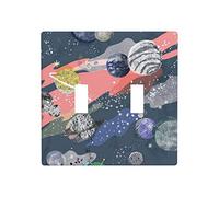 Planet Classic - Placa de pared para interruptor doble, placa de interruptor, cubierta de salida decorativa, tamaño estándar 4.72 x 4.72 pulgadas