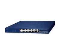 IPv6/IPv4, 24-Port 10/100/1000T 95W 802.3bt PoE + 4-Port 10G SFP+ Managed Switch (720W PoE budget, PoE PD alive check and schedule management, 250m Extend mode, 802.1Q VLAN, IGMP Snooping, TLSv1.2, SS