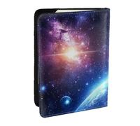 Planet Earth Shines in The Background - Funda de viaje para pasaporte, funda de viaje de piel sintética para pasaporte, organizador para hombres y mujeres, 6.5 pulgadas, Black, Talla única