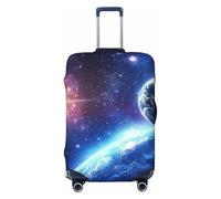 Planet Earth Shines in The Background - Funda elástica para equipaje de viaje, protector de maleta, funda de equipaje impresa antiarañazos, Black, XL