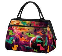 Planet Galaxy Dinosaur - Bolsa de viaje para mujeres, hombres, niños y niñas, diseño de galaxia, bolsas de fin de semana, 24 L, bolsa de cabina para deportes, gimnasio, yoga, color, 24 L, Organizador