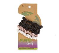 Planet Goody Ouchless Satin Skinny Scrunchies 5ct Negro, Crema y Rubor