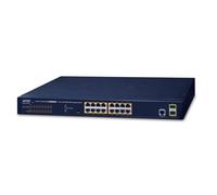 PLANET GS-4210-16P2S switch Gestionado L2/L4 Gigabit Ethernet (10/100/1000) Energía sobre Ethernet (PoE) 1U Azul