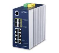 Planet IGS-12040MT Switch Industrial Gestionable Gigabit 12 Puertos (8 RJ45, 4 SFP) IP30, Rango de Temp. -40 a 75°C, IPv6/IPv4