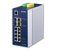 Planet IGS-12040MT Switch Industrial Gestionado 8 Puertos Gigabit RJ45 + 4 SFP Fibra, Redundante, IP30, -40 a 75°C