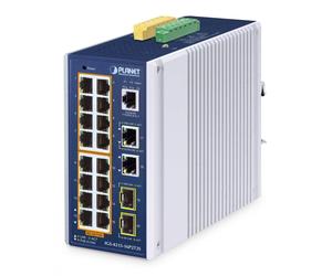 Planet IGS-4215-16P2T2S IP30 Industrial L2/L4 16-Port 10/100/1000T 802.3at PoE + 2-Port 10/100/1000T + 2-Port 100/1000X SFP Managed Switch (320 watts PoE budget, -40~75 degrees C, dual redundant power