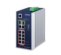 Planet IGS-4215-8P2T2S Switch Industrial Gestionable, 8 Puertos Gigabit PoE+ 802.3at, 2 Puertos Gigabit, 2 Slots SFP, 240W, -40 a 75°C, DIN-Rail, IPv6/IPv4