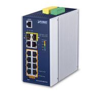 Planet IGS-5225-8P2T2S Switch Industrial 8 Puertos PoE+ Gigabit 802.3at + 2 GbE + 2 SFP, Gestionable L2/L3, IP30 Extremo